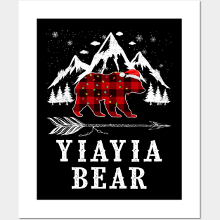 Yiayia Bear Christmas Red Plaid Buffalo Family Pajama Funny Posters and Art